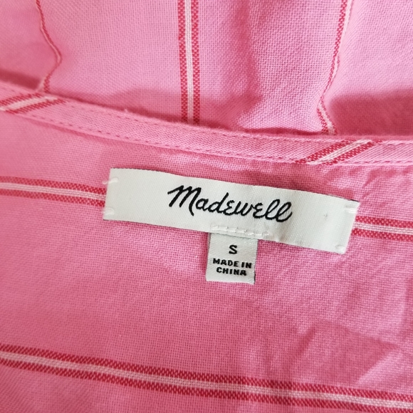 Madewell Cecilia Wrap Top Pink Stripe Tie Waist 3/4 Sleeve Blouse Women's Size S - Picture 8 of 10